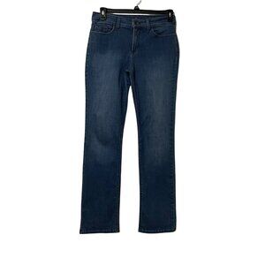 NYDJ Womens Straight Leg Jeans Size 8 Blue Denim Zip Front Medium Wash